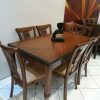 صندلی چوبی منبت ، میز ناهارخوری چوبی طرح دار پایه خراطی (شیاردار)