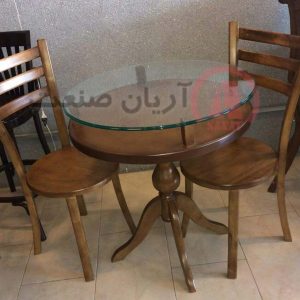 صندلی چوبی سه تیره کف چوبی ، میز ناهارخوری چوبی گلدانی