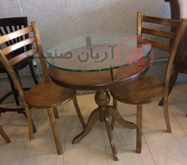 صندلی چوبی سه تیره کف چوبی ، میز ناهارخوری چوبی گلدانی