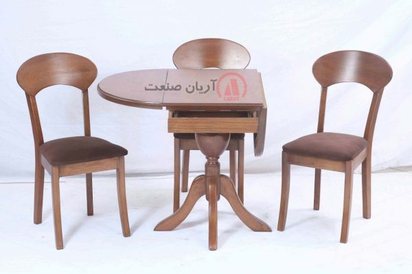 صندلی چوبی پونه ، میز چوبی بیضی تاشو