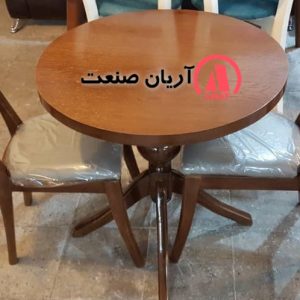 صندلی چوبی پانه ، میز گرد گلدانی