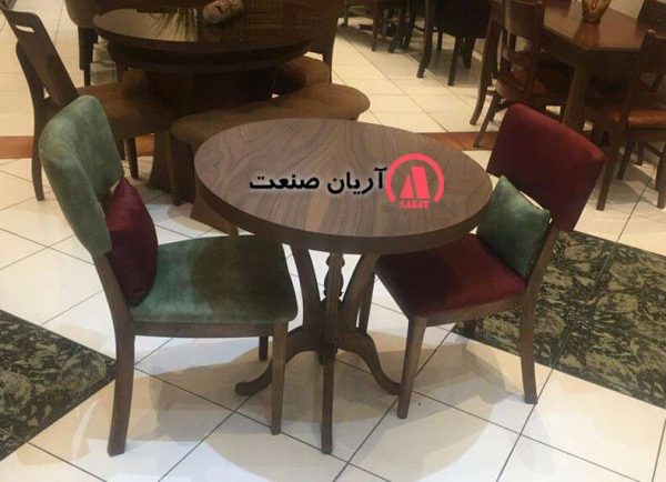 صندلی چوبی بلوط ، میز چوبی گرد لاله