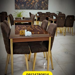 میز صندلی رستورانی آبکاری طلا مدل دماوند
